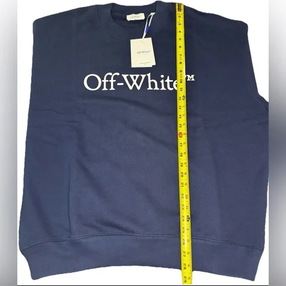 Off-White Bookish Skate Crewneck Dark Blue White Logo Sweatshirt Size M NWT COA - Picture 9 of 9